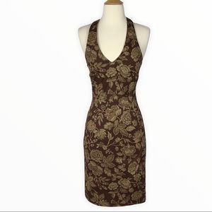 Ralph Ralph Lauren | Vintage Brown Floral V Neck Halter Dress 2